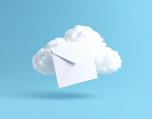 Paper document flying into cloud icon, Email in the cloud
