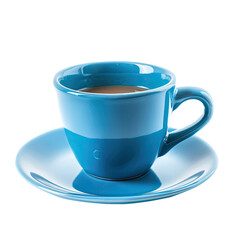 Vibrant blue coffee cup and saucer
