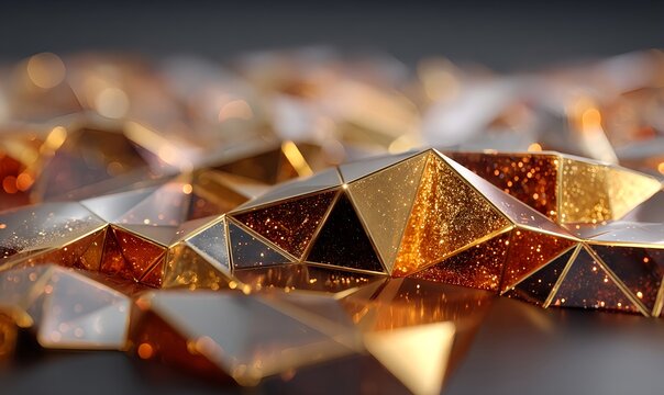 Yellow diamond background design with gradient gold and silver hues and cartoon geometric elements in a stylized form
