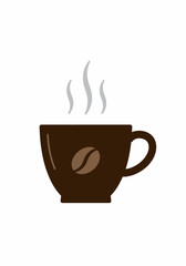 Obraz premium Steaming Brown Coffee Cup with Coffee Bean Design