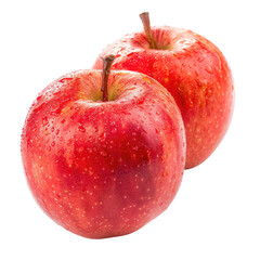 Two vibrant red apples, close-up, with water droplets