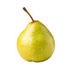 A close-up image of a juicy pear with a natural stem, fruit for delicious eating and health