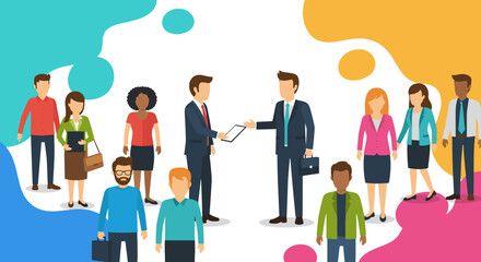 Diverse group of business people collaborating, ideal for presentations on teamwork and diversity.