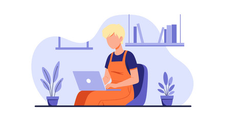 Person working on laptop at home, perfect for blog posts or website banners about remote work.