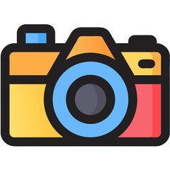 Vibrant retro camera icon captures creative moments and photography passion with bold colors