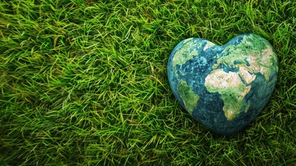 Heart-shaped Earth on Green Grass
