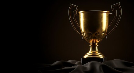 Golden trophy cup illuminated against a dark backdrop conveying achievement and recognition in a dramatic scene