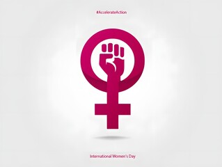 International women's day vector illustration with raised fist and female symbol design