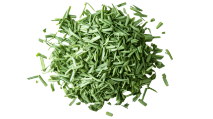 green grass pile on white background