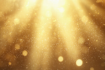 Golden light rays shine through sparkling dust particles, creating a warm, glowing, magical atmosphere.