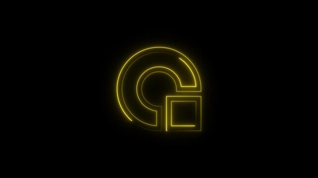 Glowing Yellow Neon Letter G Outline Animation on Black Background Futuristic Abstract Digital