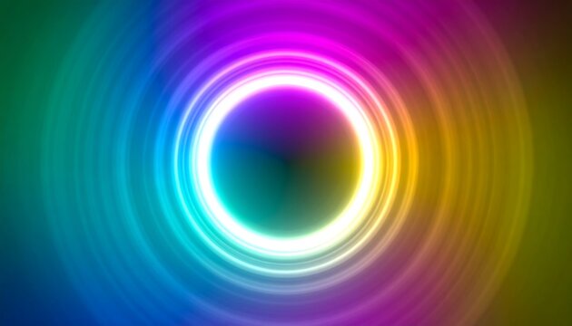 Vibrant concentric circles of neon light