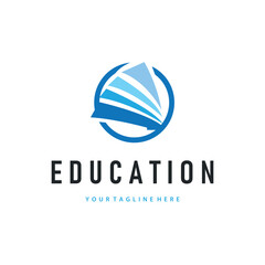 Simple educational learning book logo design, with a simple back to school education concept, illustration template design