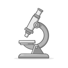 Microscope illustration showing detailed precision instrument used in scientific research and laboratory analysis with its intricate optical components