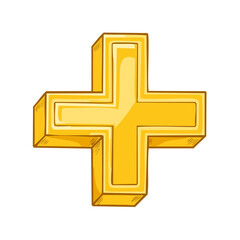 Obraz premium Golden plus sign with 3D effect a bright symbol of addition or positivity