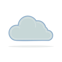 Isolated cloud icon design element on white. Weather illustration, cloud computing,  symbol, blue sky, graphic, shape, forecast.