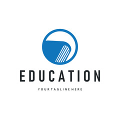 Simple educational learning book logo design, with a simple back to school education concept, illustration template design