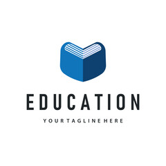 Simple educational learning book logo design, with a simple back to school education concept, illustration template design