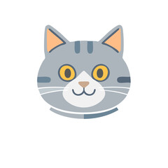 Obraz premium Cute Grey Tabby Cat Face Head Cartoon Illustration - Feline Pet Animal Graphic