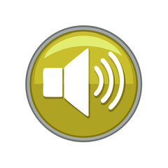 Gold Tone Round Speaker Volume Button with Graphic Sound Waves, Modern Design