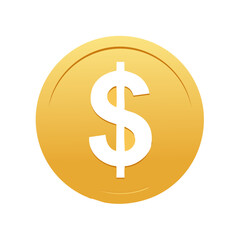 Fototapeta premium Isolated Gold Coin with Dollar Sign, Currency Icon, Financial Element, Symbol of Wealth and Success