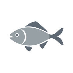 Gray Fish Silhouette with Fins and Tail Swimming in Water in Simple Vector Design