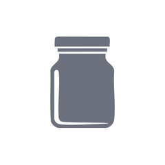 Isolated Jar with Lid Illustration in Gray Tone for Canning and Preserving Food