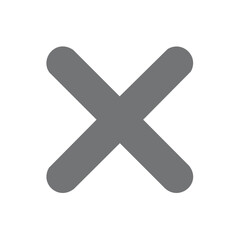 Fototapeta premium Gray Rounded Cross Symbol Shape Isolated on White for Button, Icon, Sign and Design Element