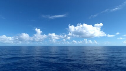 Fototapeta premium Expansive ocean beneath bright clouds. AI image