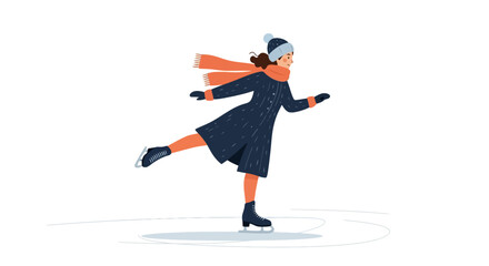 Fototapeta premium Winter Fun: A Girl Ice Skating Illustration