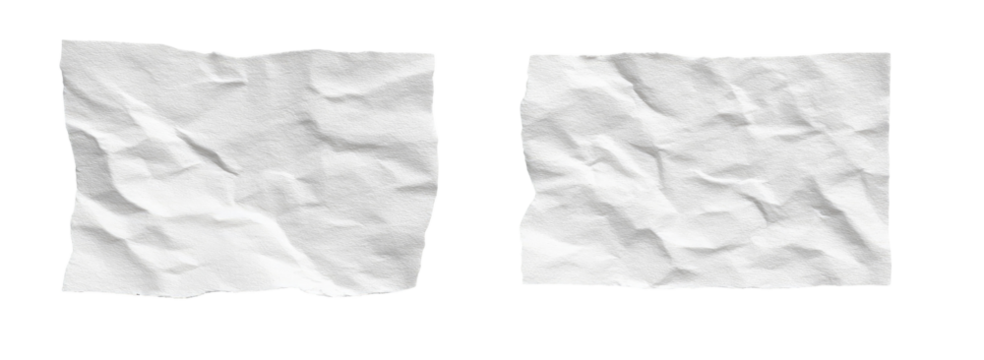 Two wrinkled white rectangles