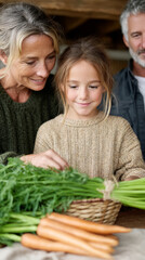 Family enjoying autumn together in cozy kitchen setting