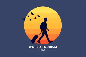 World tourism day travel silhouette vector illustration for travel and tourism day