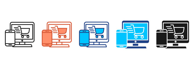 Online Shop Icon Set Multiple Style Collection