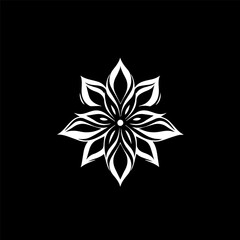 Elegant abstract floral logo design with delicate petals on a stark black background, perfect for branding