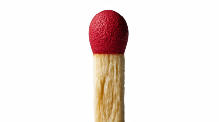 Close-up of Red Matchstick Head, Isolated on White Background