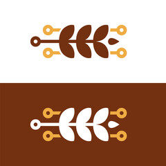 Wheat Technology Logo Concept vector, Agriculture Tech Template Design Icon