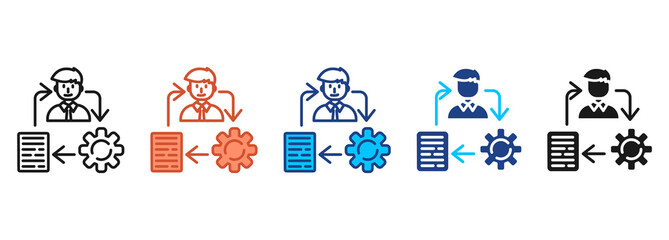 Process Icon Set Multiple Style Collection