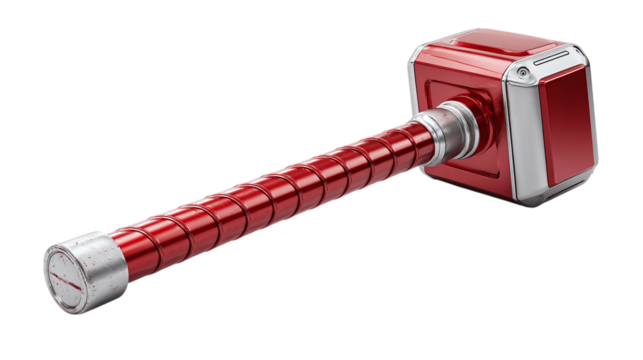 Heavy metal sledgehammer in stylized cartoon 3D format with strong handle. isolated on transparent background 