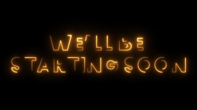 Neon We'll be right back text animation. animated stream overlays, be right back screen 4K stock video. 