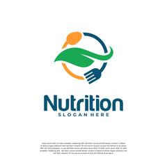 Healthy Nature food logo designs concept vector, Vegetarian food symbol Creative logo