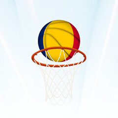 Chad Flag Basketball Scoring Through Hoop.