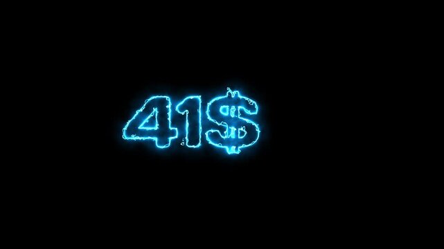 Neon dollar counting animation. Counting money and digits increasing. 0 to 200 dollar counting animation. transparent Money counter going up, 1M $100,0000 4K 