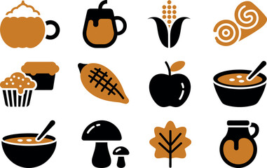 Autumn Harvest: Vector Icons of Food and Drink
