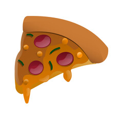 Vector Slice of Pizza with Sausage and Onion Toppings