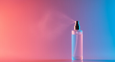 Spray bottle neon light gradient background