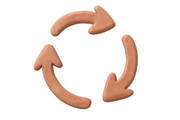 Three arrows forming a circle, symbolizing a continuous process or infinite loop, with a transparent background