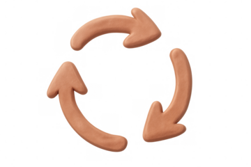 Three arrows forming a circle, symbolizing a continuous process or infinite loop, with a transparent background