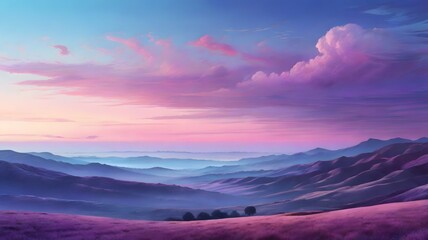 Obraz premium Serene Mountain Landscape at Sunrise with Pastel Hues