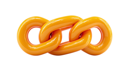 3D realistic cartoon chain link icon, strength and connection symbol, plastic style, isolated on transparent background 